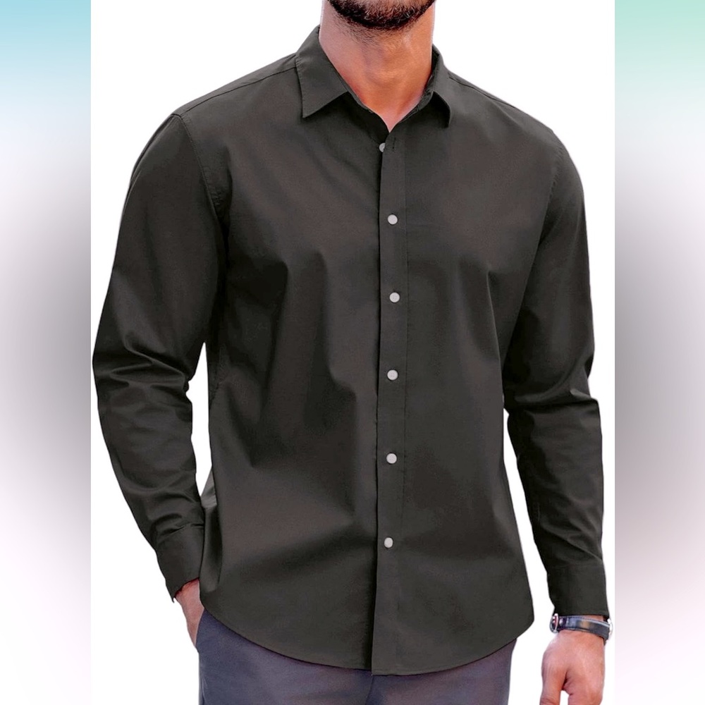 NWT COOFANDY Casual Button Down Shirt Long Sleeve Untucked, Size Medium